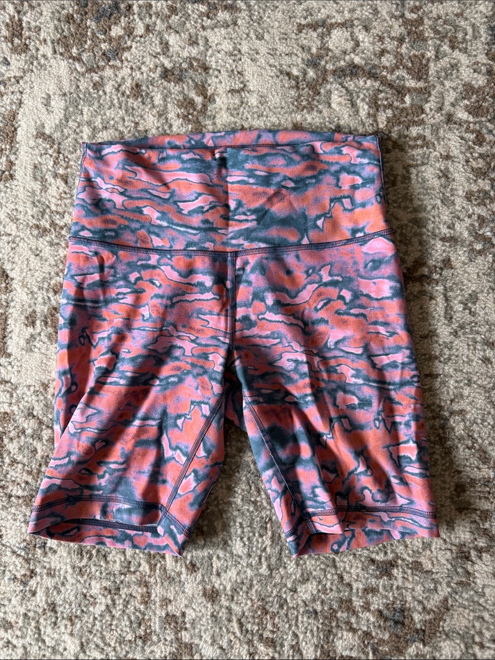 lululemon athletica Pink & Gray Abstract High-Rise Athletic Bike Shorts